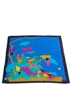 Vintage Jean Patou Tropical Print Silk Scarf